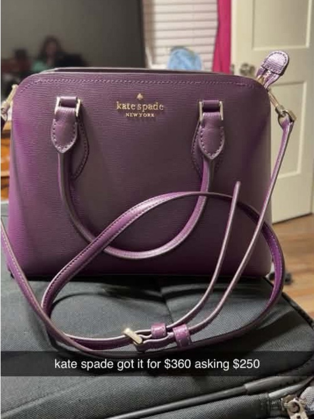 kate spade Purple Leather Crossbody Bag with Gold Hardware